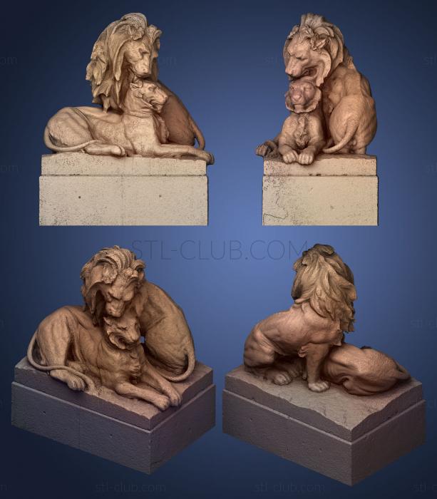 3D model Groupe de lions (STL)